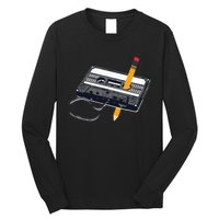 80s Cassette Tape Pencil 1980s Retro Vintage Throwback Music Long Sleeve Shirt