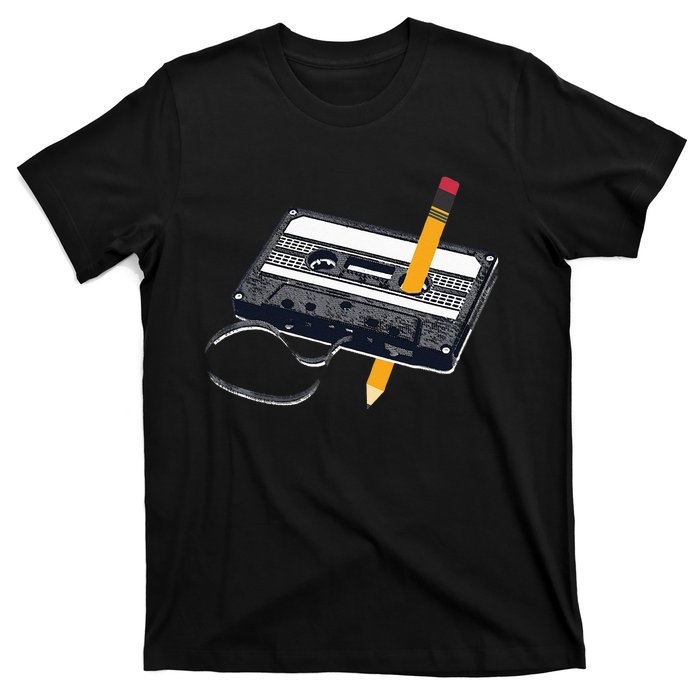 80s Cassette Tape Pencil 1980s Retro Vintage Throwback Music T-Shirt