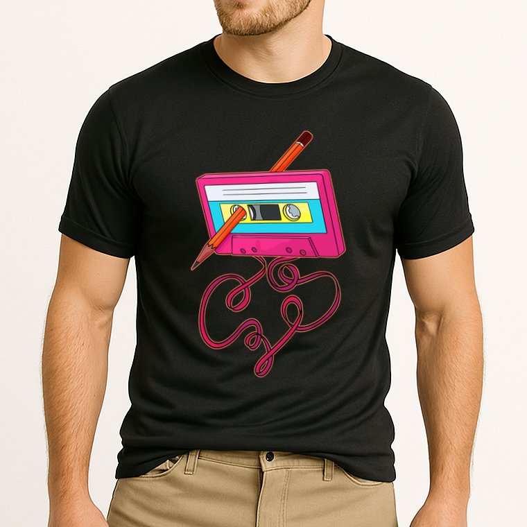 80s Cassette Tape Pencil 1980s Retro Vintage Music Cooling Performance Crew T-Shirt