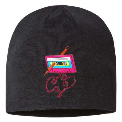 80s Cassette Tape Pencil 1980s Retro Vintage Music Sustainable Beanie