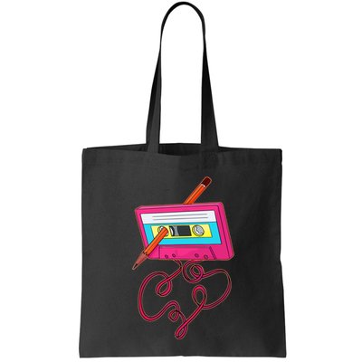 80s Cassette Tape Pencil 1980s Retro Vintage Music Bag