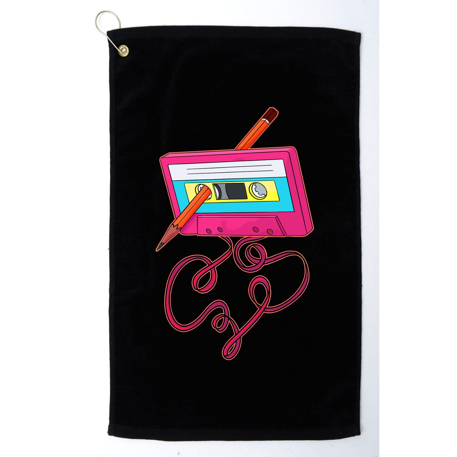 80s Cassette Tape Pencil 1980s Retro Vintage Music Golf Towel