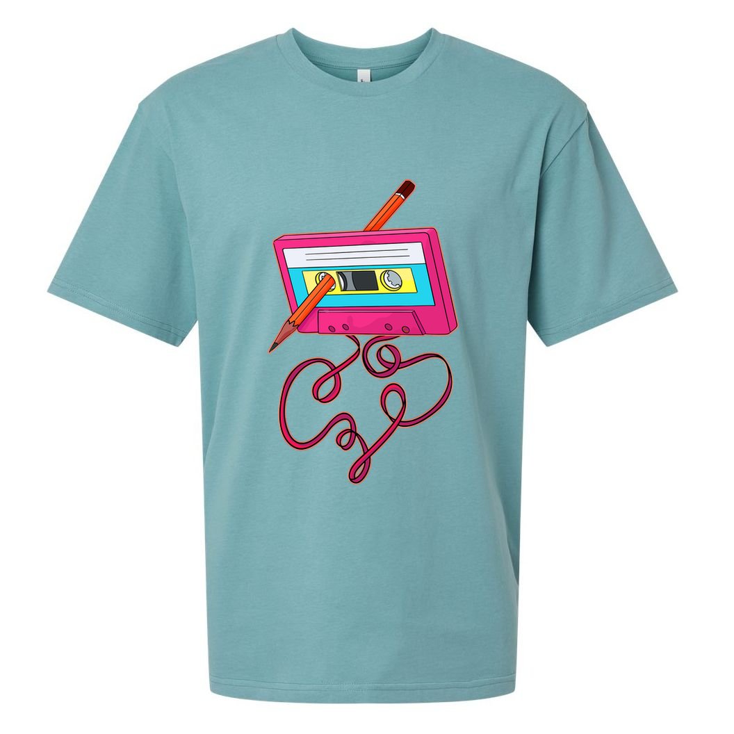 80s Cassette Tape Pencil 1980s Retro Vintage Music Sueded Cloud Jersey T-Shirt