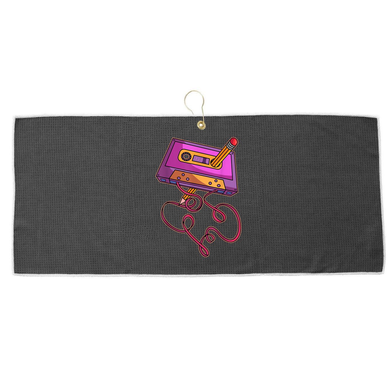 80s Cassette Tape Pencil 1980s Retro Vintage Throwback Music Short Sleeve Gift Large Microfiber Waffle Golf Towel