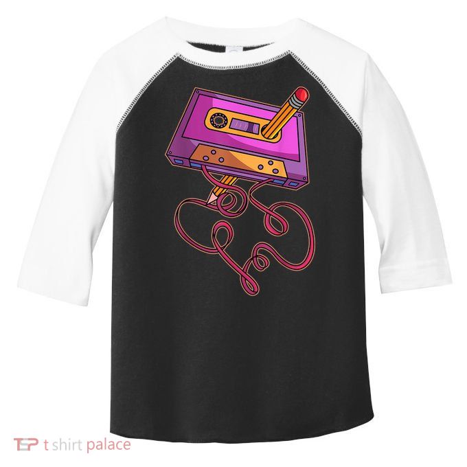 80s Cassette Tape Pencil 1980s Retro Vintage Throwback Music Short Sleeve Gift Toddler Fine Jersey T-Shirt