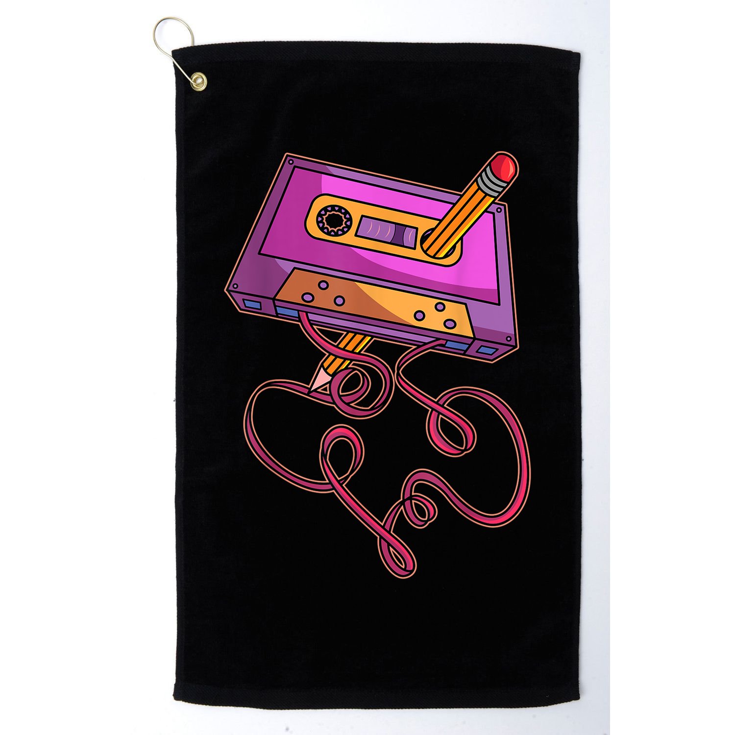 80s Cassette Tape Pencil 1980s Retro Vintage Throwback Music Short Sleeve Gift Golf Towel