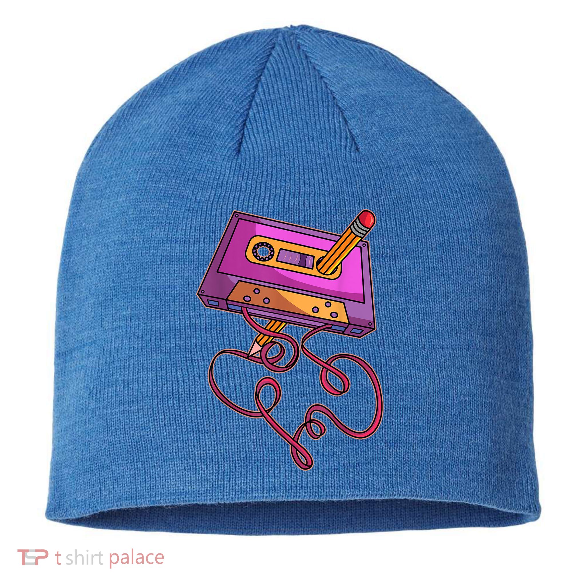 80s Cassette Tape Pencil 1980s Retro Vintage Throwback Music Short Sleeve Gift Sustainable Beanie