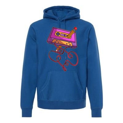 80s Cassette Tape Pencil 1980s Retro Vintage Throwback Music Short Sleeve Gift Premium Hoodie