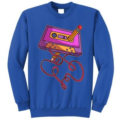 80s Cassette Tape Pencil 1980s Retro Vintage Throwback Music Short Sleeve Gift Tall Sweatshirt