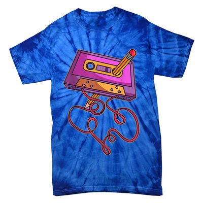80s Cassette Tape Pencil 1980s Retro Vintage Throwback Music Short Sleeve Gift Tie-Dye T-Shirt