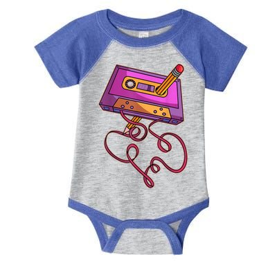 80s Cassette Tape Pencil 1980s Retro Vintage Throwback Music Short Sleeve Gift Infant Baby Jersey Bodysuit