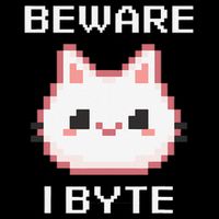 8-Bit Cute Vampire Cat Pixel Funny Video Game Beware I Byte Full-Length Apron With Pockets
