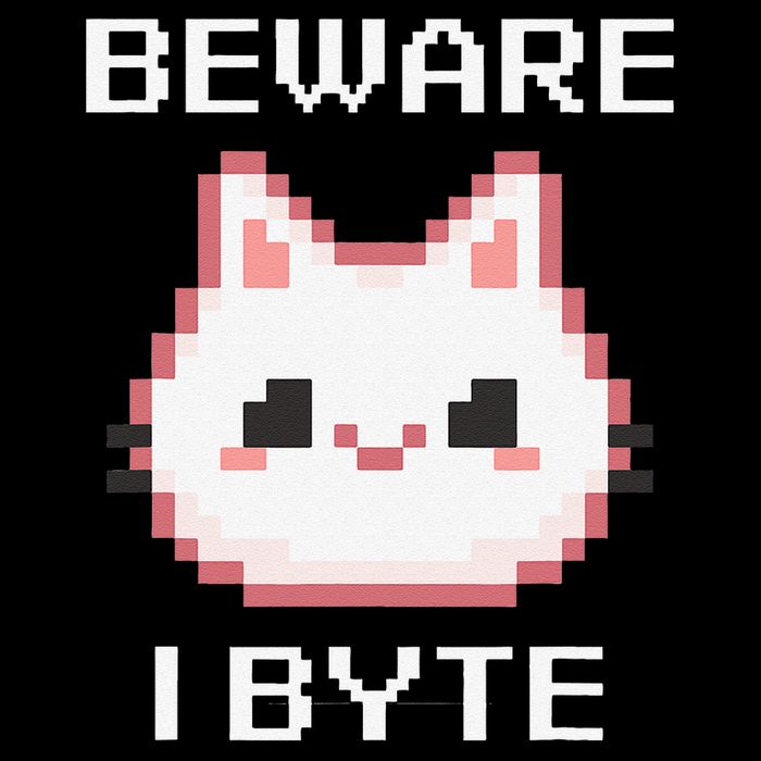 8-Bit Cute Vampire Cat Pixel Funny Video Game Beware I Byte Full-Length Apron With Pockets