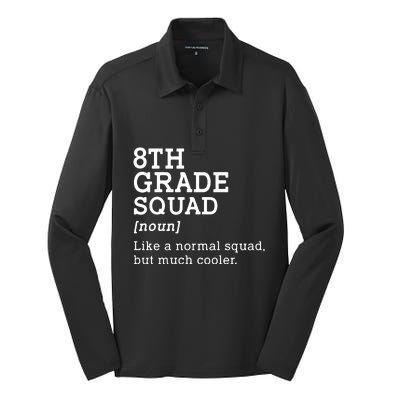 8th Eighth Grade Squad Student Teacher Back To School Gift Silk Touch Performance Long Sleeve Polo