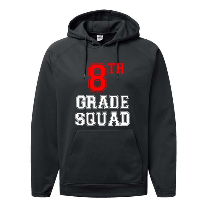 8th Eighth Grade Squad Back To School Teacher Gift Performance Fleece Hoodie