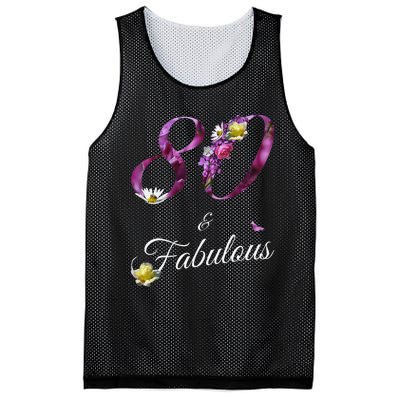 80 & Fabulous 80 Year Old Floral 1943 80th Birthday Gift Mesh Reversible Basketball Jersey Tank