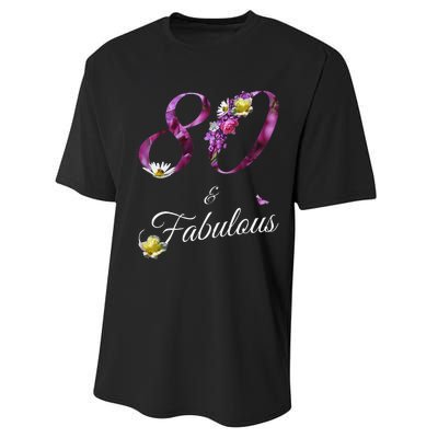 80 & Fabulous 80 Year Old Floral 1943 80th Birthday Gift Performance Sprint T-Shirt