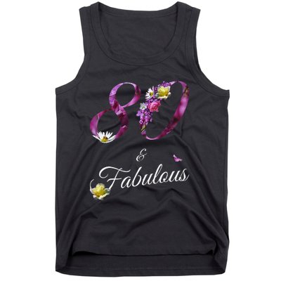 80 & Fabulous 80 Year Old Floral 1943 80th Birthday Gift Tank Top