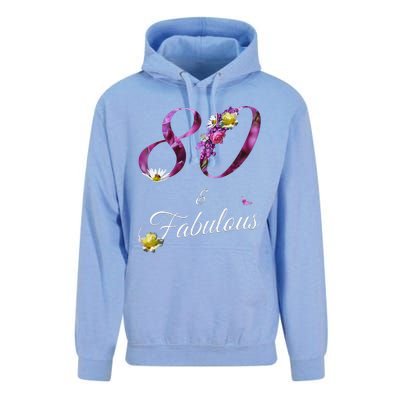 80 & Fabulous 80 Year Old Floral 1943 80th Birthday Gift Unisex Surf Hoodie