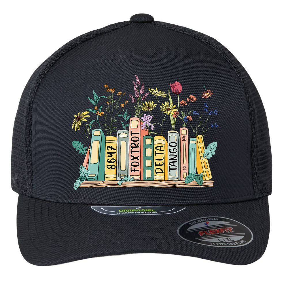 8647 Foxtrots Deltas Tangos Book Flower Flexfit Unipanel Trucker Cap