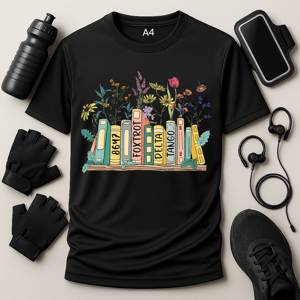 8647 Foxtrots Deltas Tangos Book Flower Performance Shirt