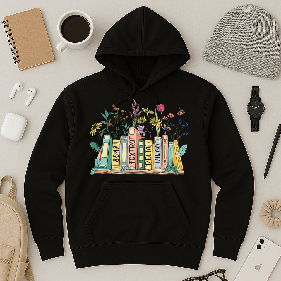 8647 Foxtrots Deltas Tangos Book Flower Hoodie