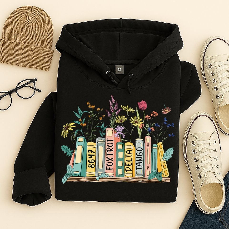 8647 Foxtrots Deltas Tangos Book Flower Hoodie