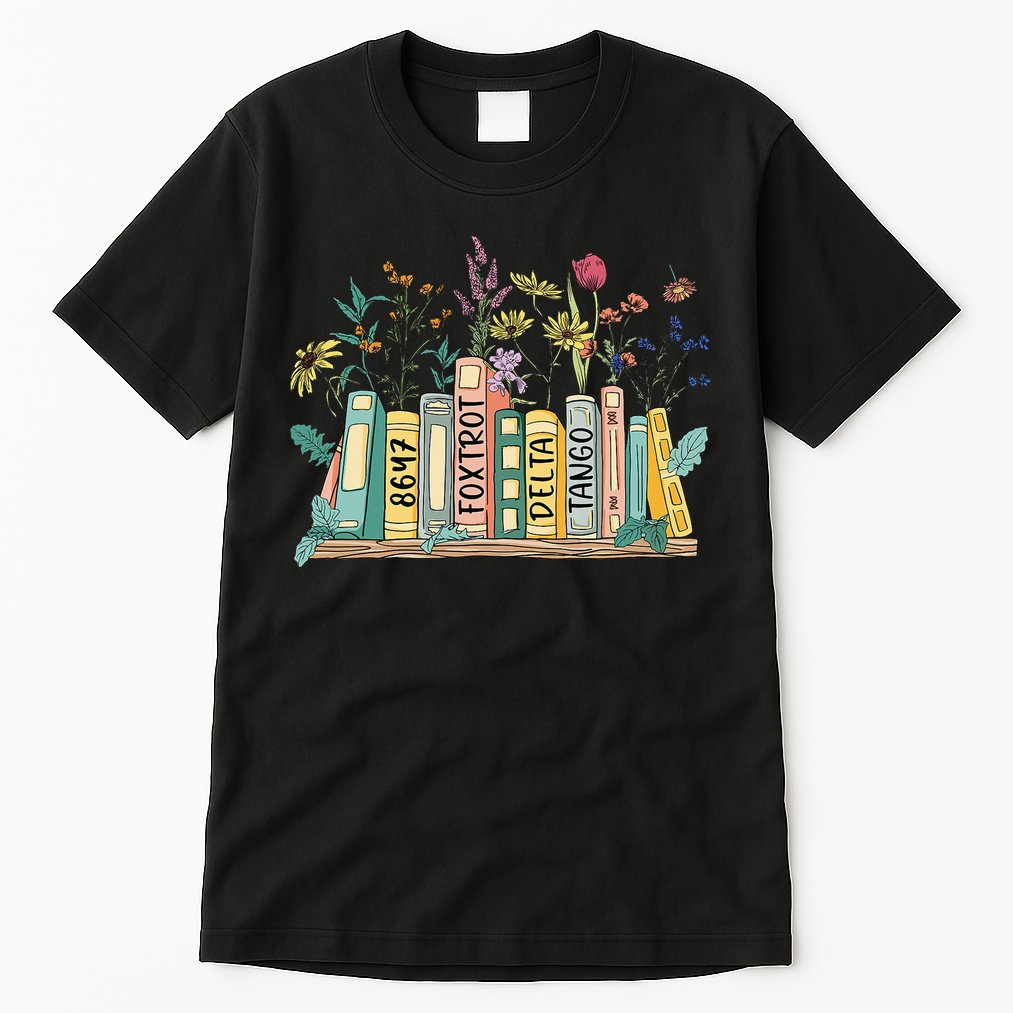 8647 Foxtrots Deltas Tangos Book Flower Tall T-Shirt
