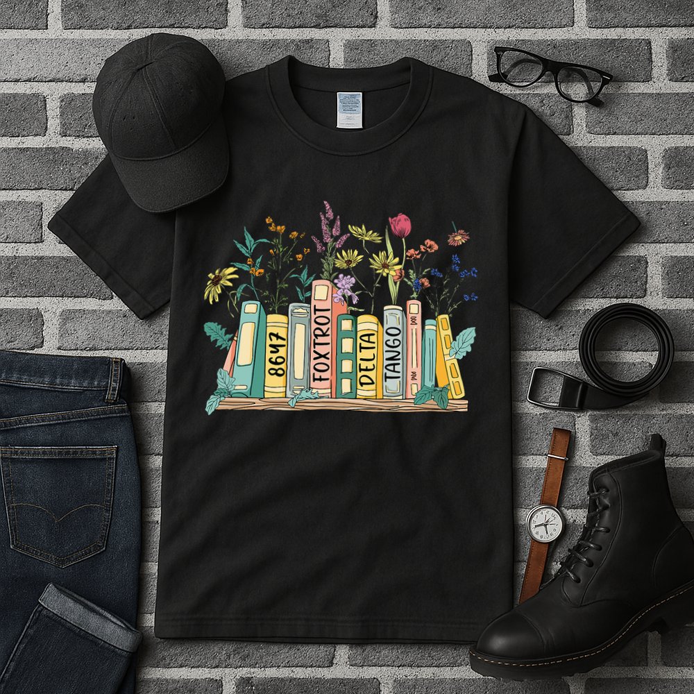 8647 Foxtrots Deltas Tangos Book Flower Tall T-Shirt