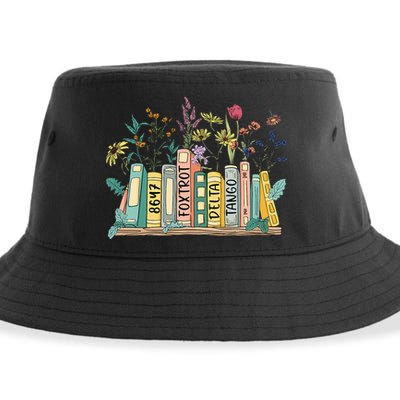8647 Foxtrots Deltas Tangos Book Flower Sustainable Bucket Hat