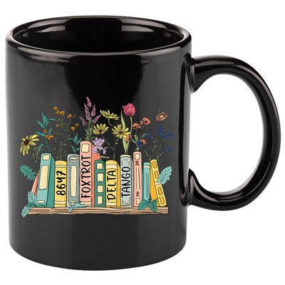 8647 Foxtrots Deltas Tangos Book Flower 11oz C Handle Ceramic Mug