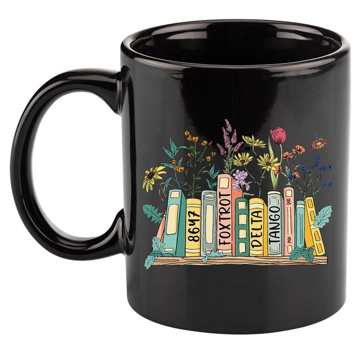 8647 Foxtrots Deltas Tangos Book Flower 11oz C Handle Ceramic Mug