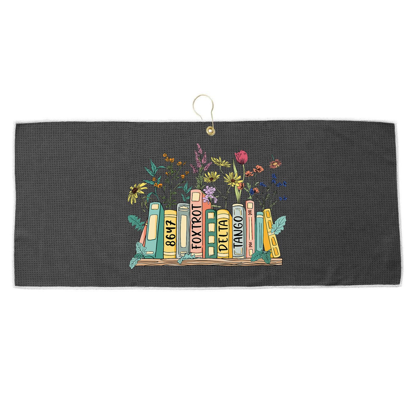 8647 Foxtrots Deltas Tangos Book Flower Large Microfiber Waffle Golf Towel
