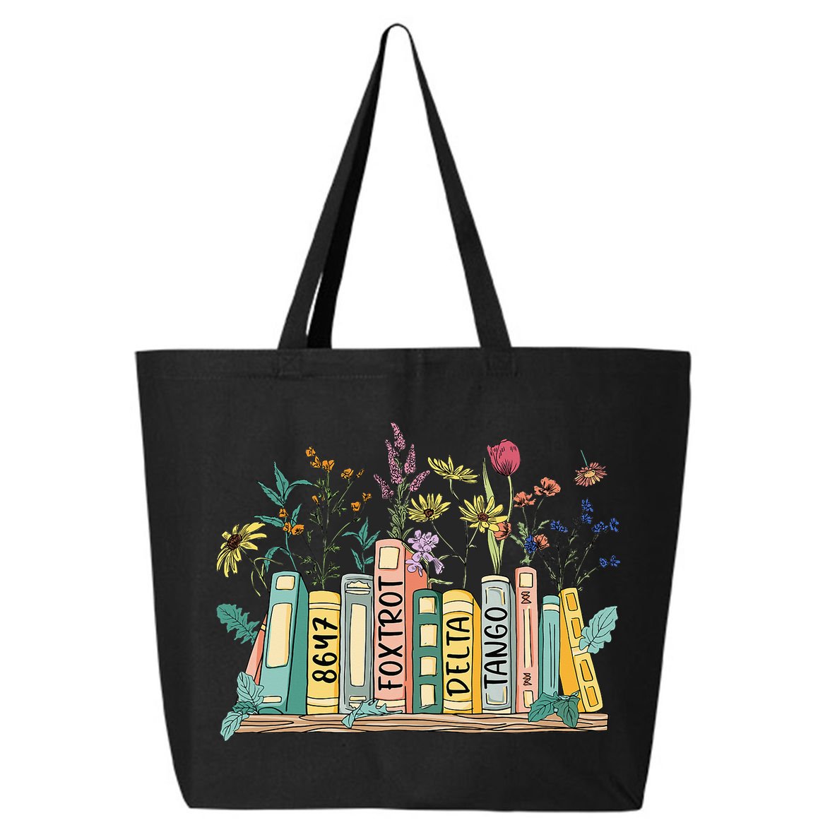 8647 Foxtrots Deltas Tangos Book Flower 25L Jumbo Tote