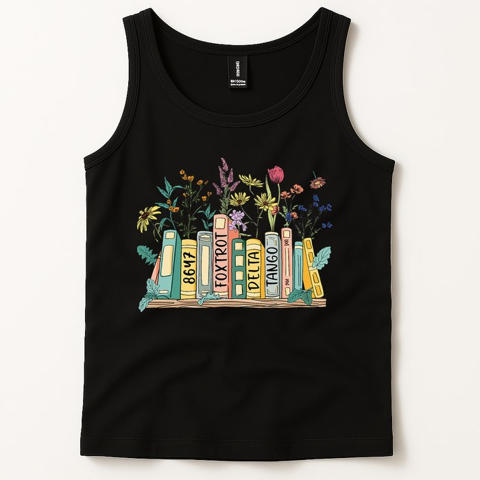 8647 Foxtrots Deltas Tangos Book Flower Tank Top
