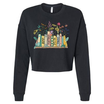 8647 Foxtrots Deltas Tangos Book Flower Cropped Pullover Crew