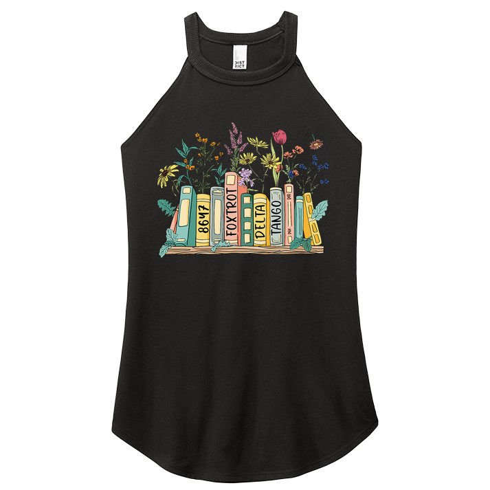 8647 Foxtrots Deltas Tangos Book Flower Women's Perfect Tri Rocker Tank
