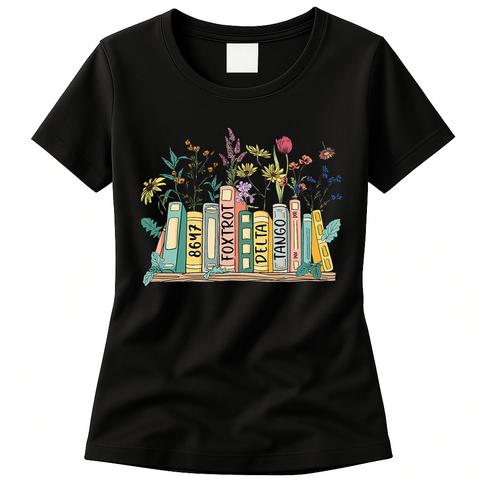 8647 Foxtrots Deltas Tangos Book Flower Womens T-Shirt