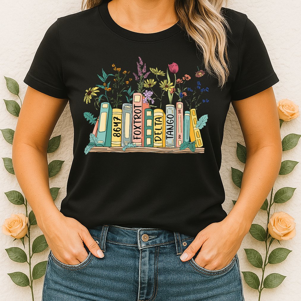8647 Foxtrots Deltas Tangos Book Flower Womens T-Shirt