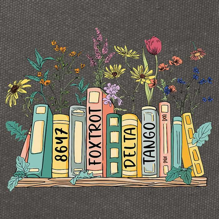 8647 Foxtrots Deltas Tangos Book Flower Cotton Canvas Backpack