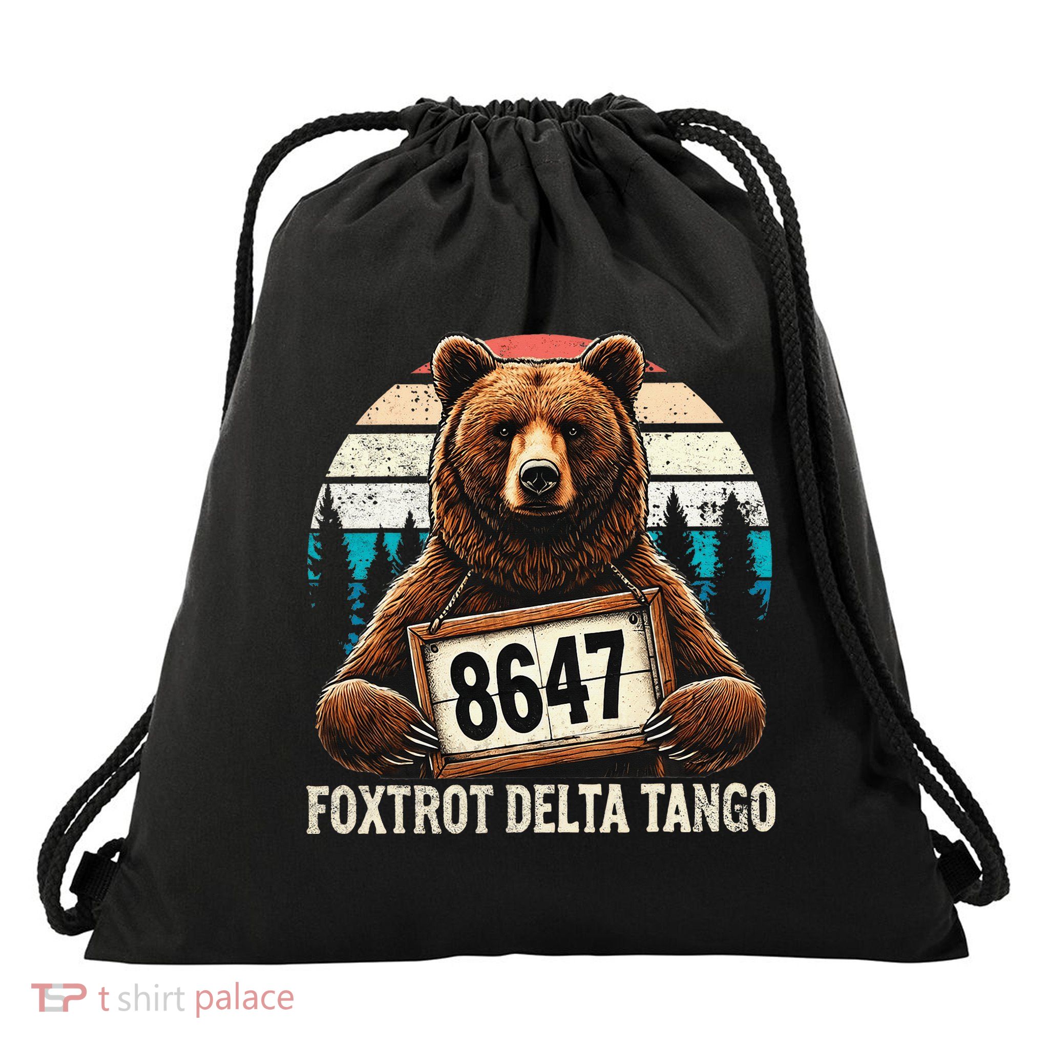 8647 Foxtrot Delta Tango Drawstring Bag