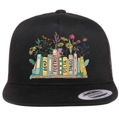8647 Foxtrots Deltas Tangos Book Flower Flatbill Hat