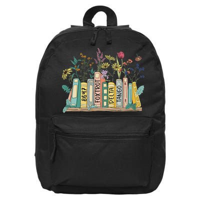 8647 Foxtrots Deltas Tangos Book Flower 16 in Basic Backpack