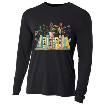 8647 Foxtrots Deltas Tangos Book Flower Cooling Performance Long Sleeve Crew