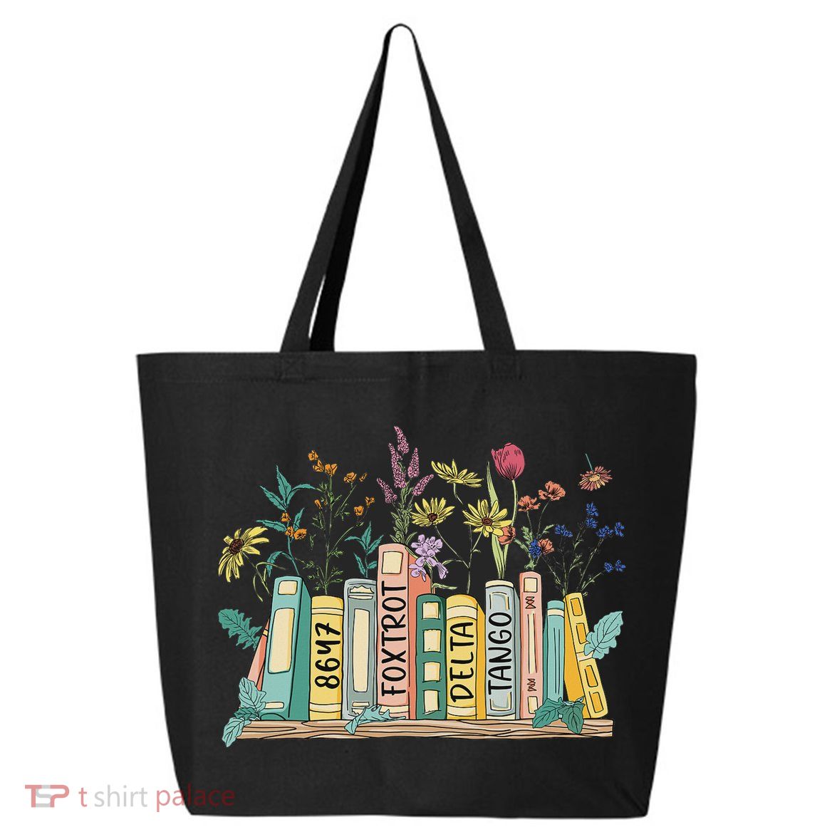8647 Foxtrots Deltas Tangos Book Flower 25L Jumbo Tote