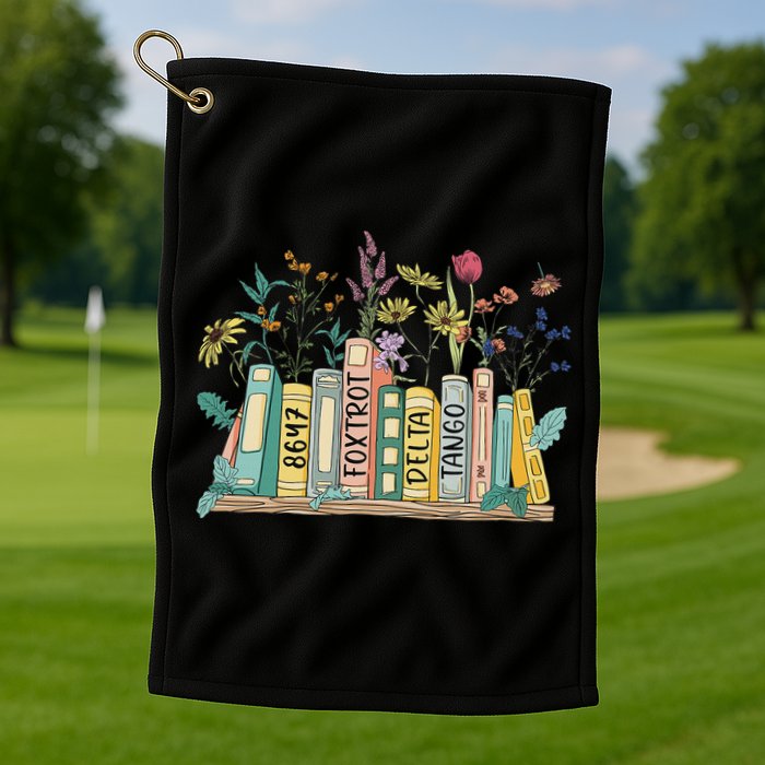 8647 Foxtrots Deltas Tangos Book Flower Golf Towel