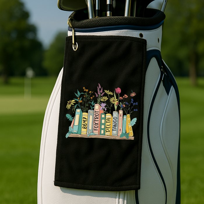 8647 Foxtrots Deltas Tangos Book Flower Golf Towel