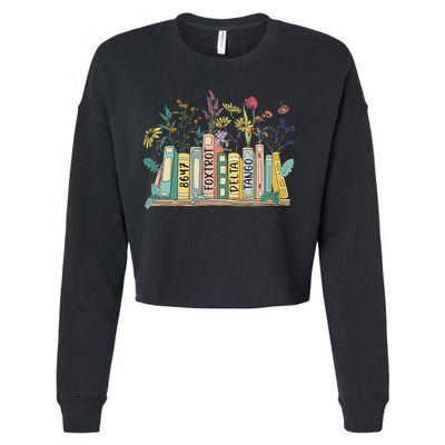 8647 Foxtrots Deltas Tangos Book Flower Cropped Pullover Crew