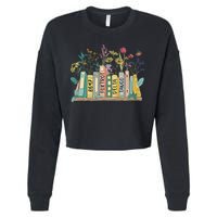 8647 Foxtrots Deltas Tangos Book Flower Cropped Pullover Crew