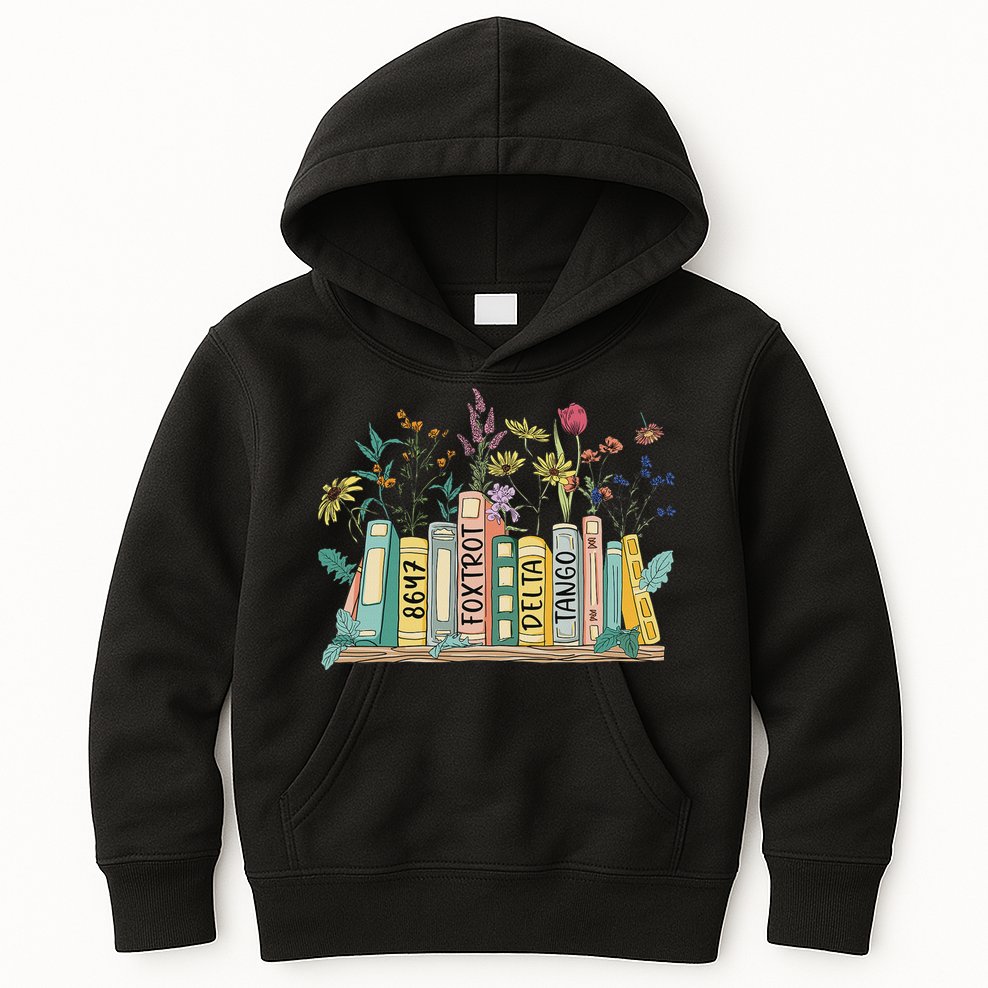 8647 Foxtrots Deltas Tangos Book Flower Kids Hoodie